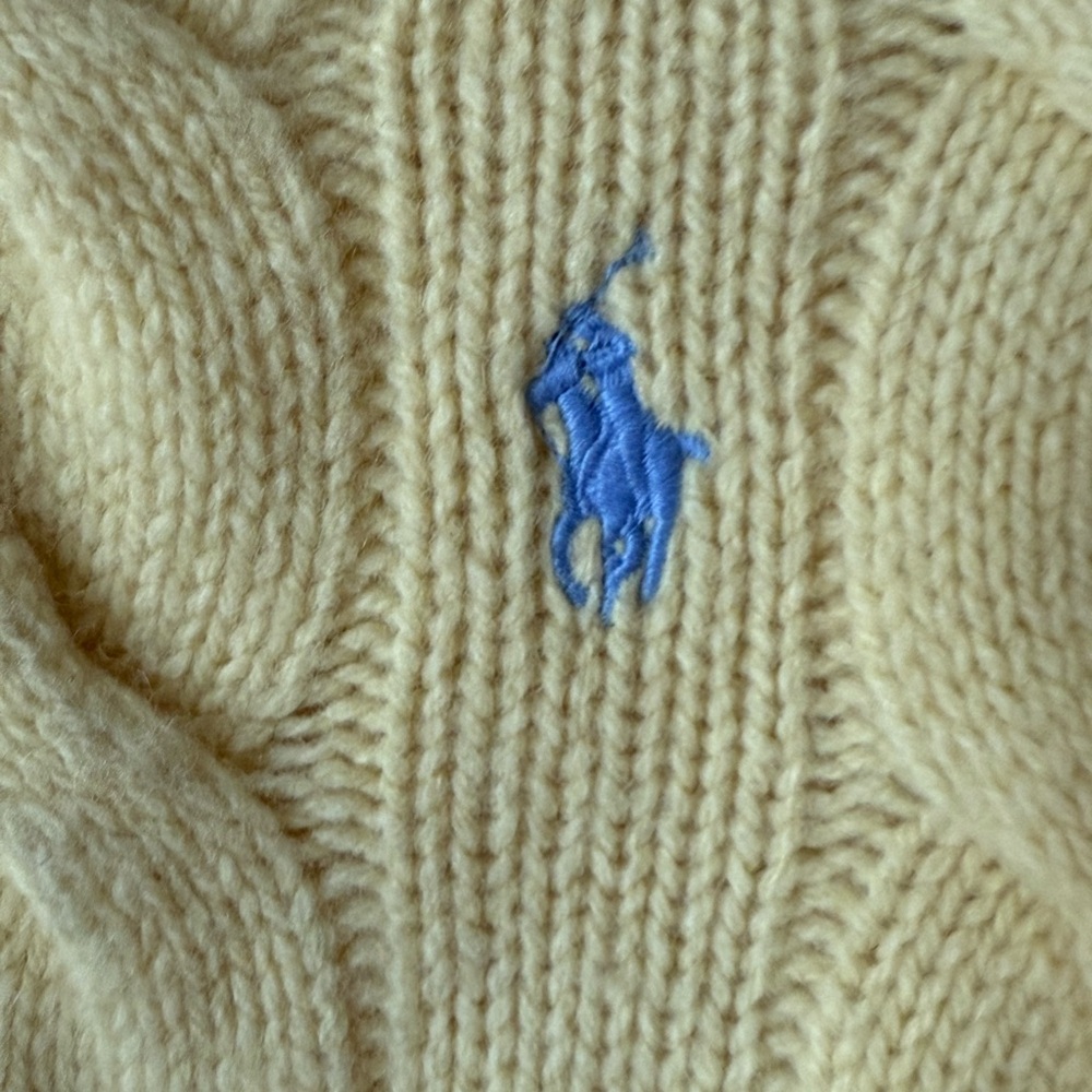 Polo by Ralph Lauren Butter Yellow Cable-Knit Crewneck Sweater - Picture 3 of 3